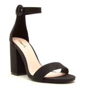 Black Ankle Strap Block Heel Sandals